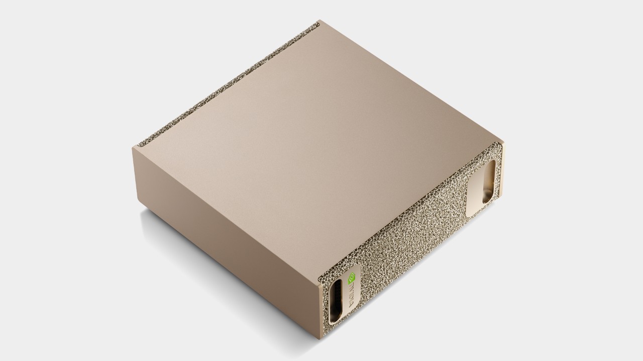 Gold NVIDIA DGX Spark desktop AI computer